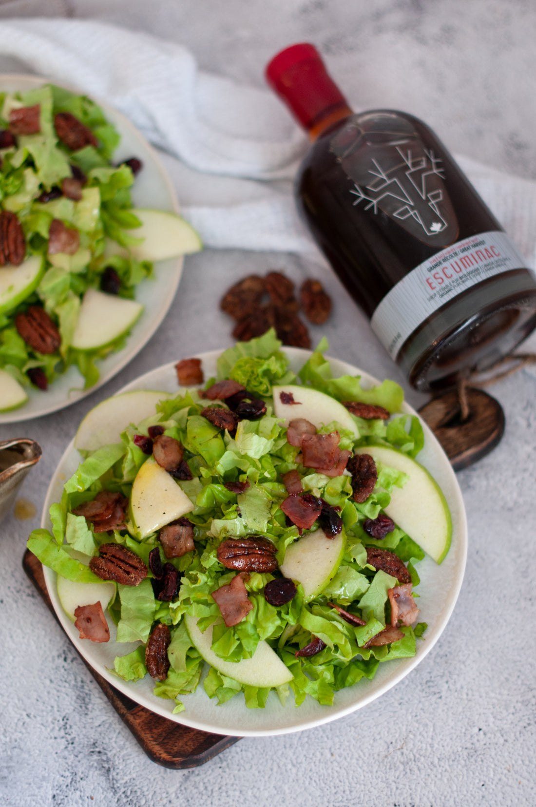 Apple Pecan and Bacon Salad with Maple Vinaigrette Dressing